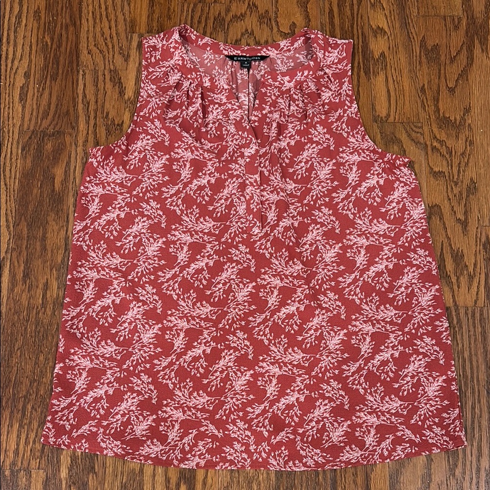 41 Hawthorn, Women's, Morey Split Neck Sleeveless Blouse, Size M, Burnt Orange